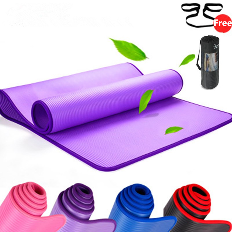 Thick Yoga Mat - 10mm厚の滑り止めヨガマット 183cm×61cm 厚手NBRジムマット スポーツ 室内フィットネス ピラティス