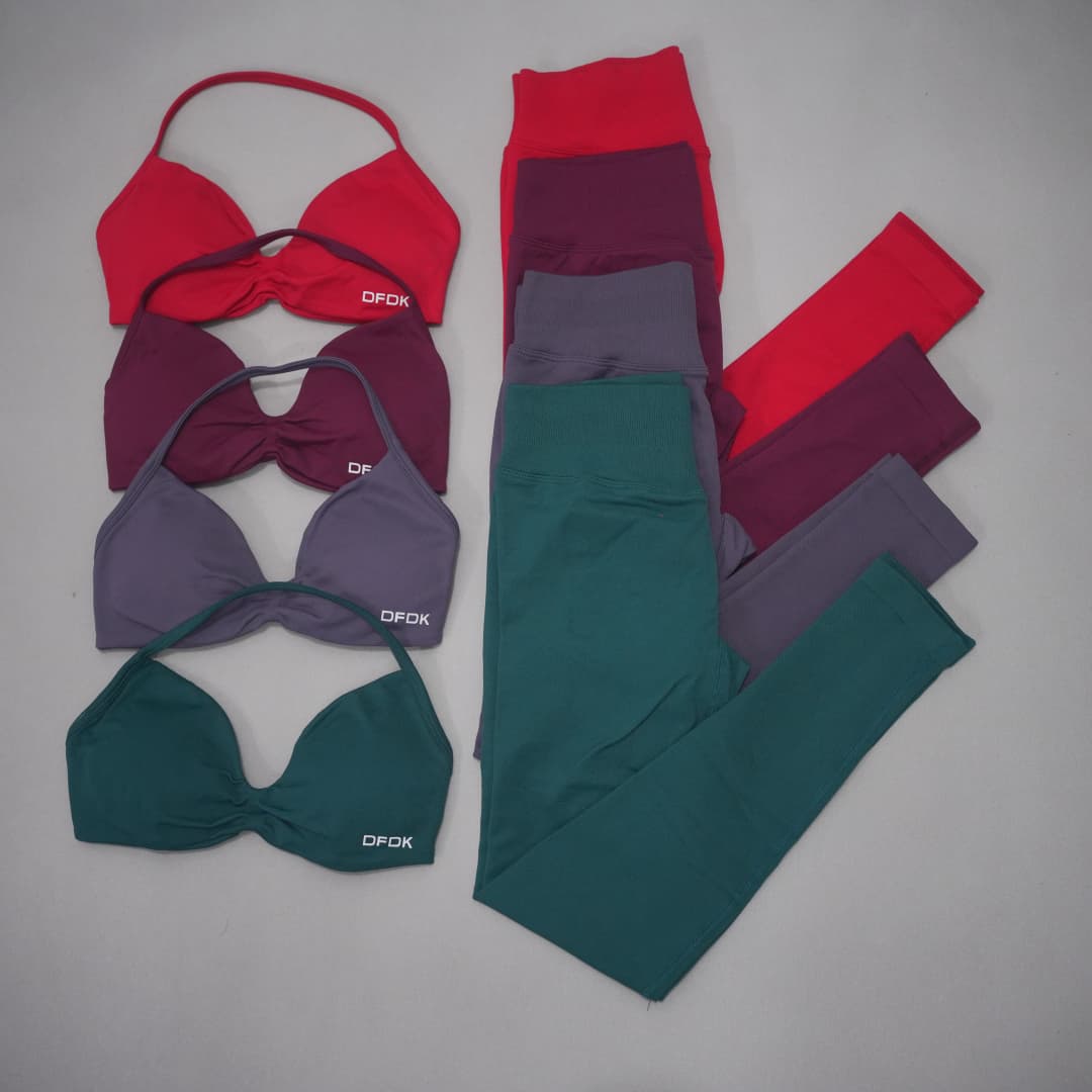 Yoga Fitness Kleidung - DFDK シームレスニット レディース 2ピース ヨガウェア クロップトップ