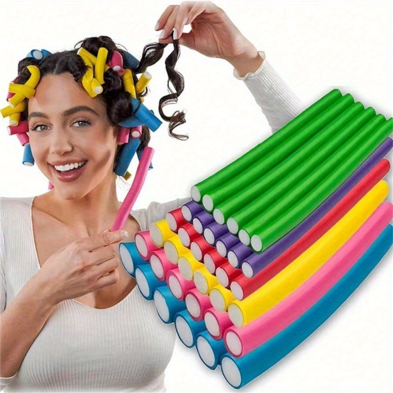 Foam Roller - 10pc 柔軟なヒートレスヘアローラー曲げやすいツイストカーリングロッド DIY ソフトフォームカールユニバーサルパーマカーリングバー EVA ヘアアイロン