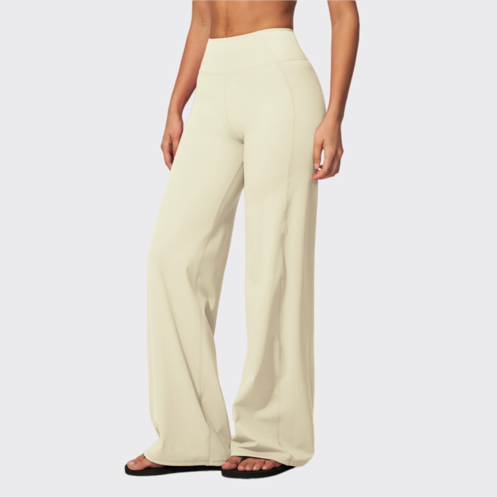 Yoga Fitness Leggings - ハイウエストルーズフィットスポーツパンツ女性用ソリッドカラーヨガレギンス通気性プッシュアップジムワークアウトランニングフィットネスフレアパンツ