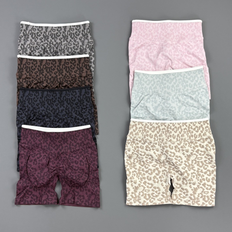 Yoga Fitness Leggings - HISTELLO ジムショーツ レオパード柄 レディース シームレス ヨガパンツ