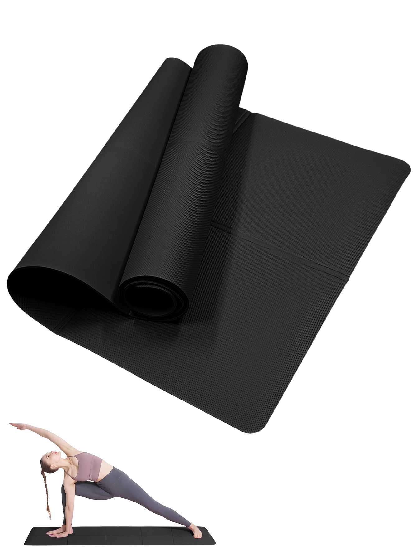 Thick Yoga Mat - 折りたたみ式ヨガマット ブラック 環境に優しいEVA素材 折り畳み式トラベルフィットネスマット 厚さ3/4/6mm ヨガフロアワークアウト用