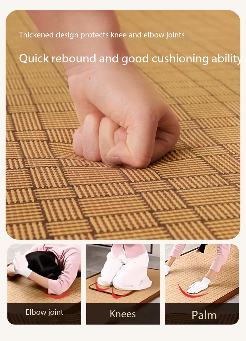 Thick Yoga Mat - 大型滑り止め天然籐編み瞑想パッド 極厚滑らか禅座クッション ホームヨガ祈祷フロアマット