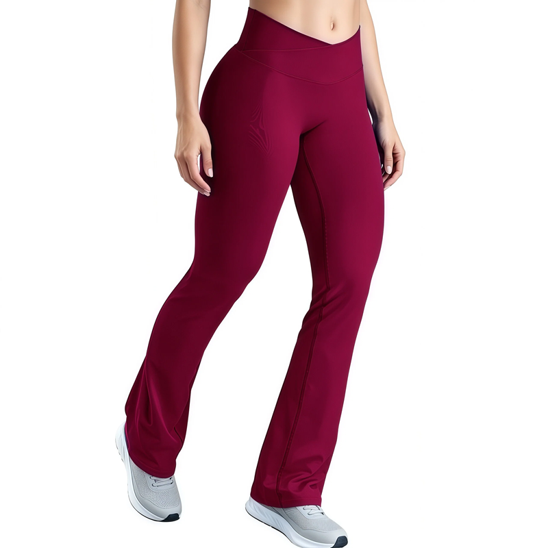 Yoga Fitness Leggings - HISTELLO ビジョンフレアスポーツレギンス女性クロスハイウエストシームレスヨガパンツバットリフトおなかコントロールフィットネスジムタイツ