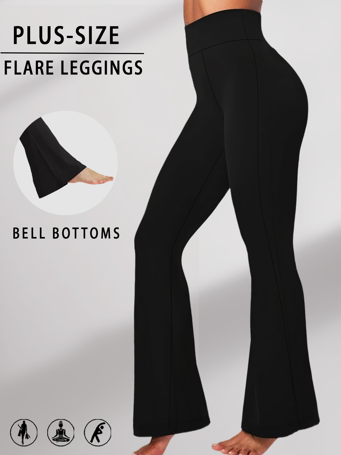 プラスサイズ女性用スーパーソフトフレアパンツ、ハイウエストお - Yoga Fitness Leggings のレビューと価格