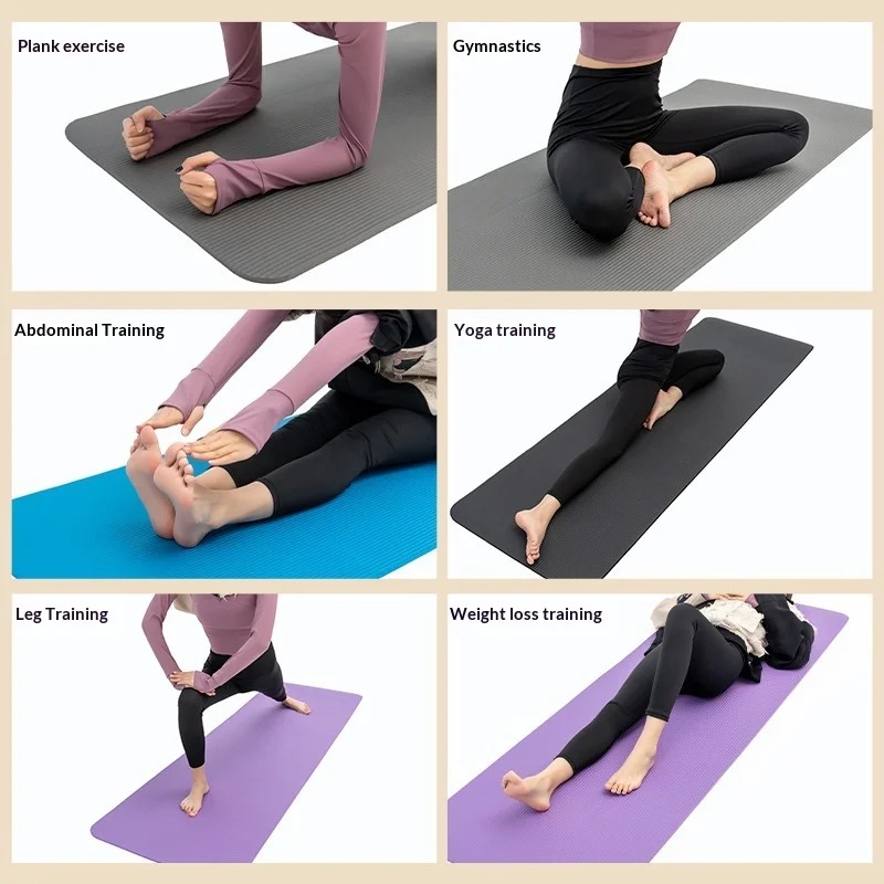 特厚滑り止めヨガマット、衝撃吸収、幅広ピラティスフィットネス - Thick Yoga Mat のレビューと価格