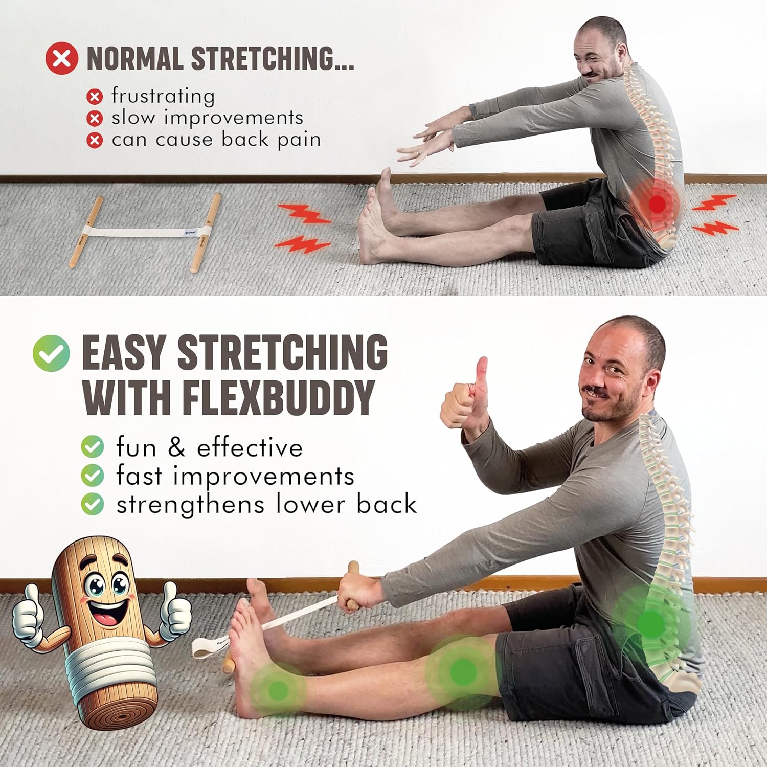 ハムストリングストレッチャー 調節可能なフレックスストラップ - Fitness Yoga & Kickfit のレビューと価格