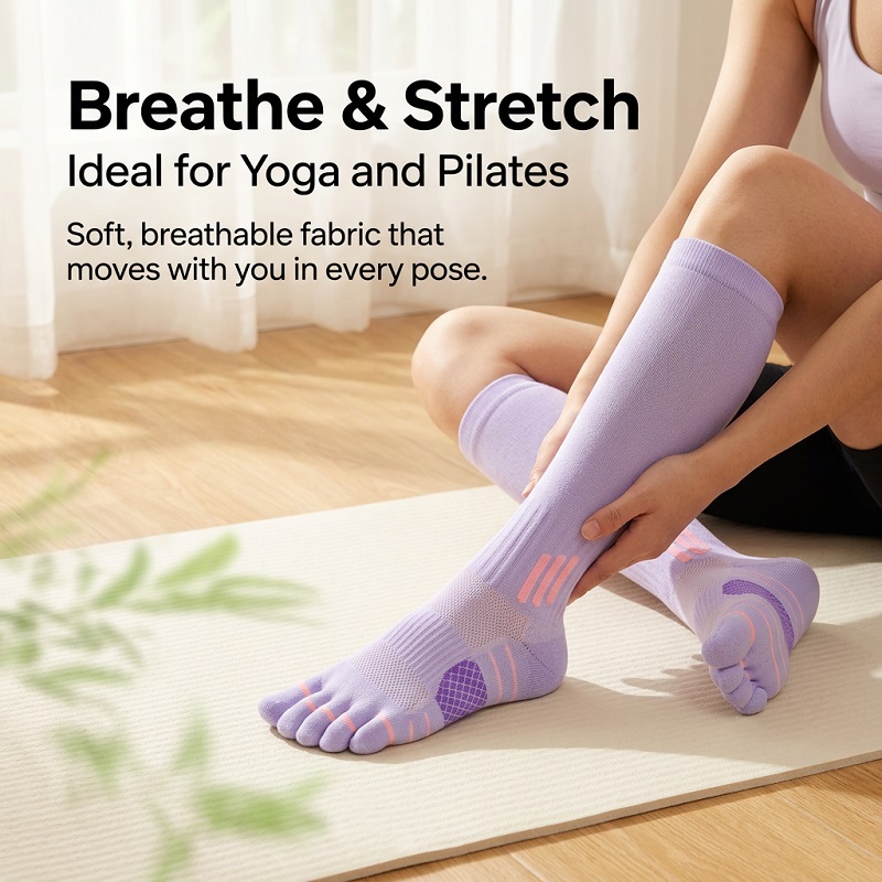 1/6 ペア女性の夏のフィットネスランニングロングソックス縄 - Fitness Yoga & Kickfit のレビューと価格
