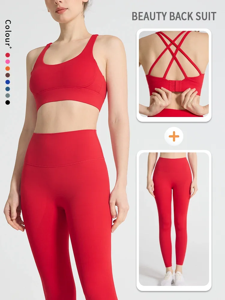 ホットセール レディース 2ピース スポーツセット クロスバ - Yoga Fitness Kleidung のレビューと価格
