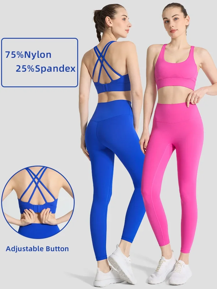 ホットセール レディース 2ピース スポーツセット クロスバ - Yoga Fitness Kleidung のレビューと価格