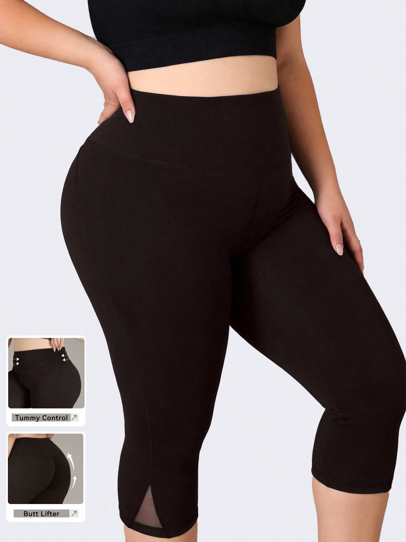 レディース プラスサイズ ジム用レギンス メッシュ切り替え  - Yoga Fitness Leggings のレビューと価格