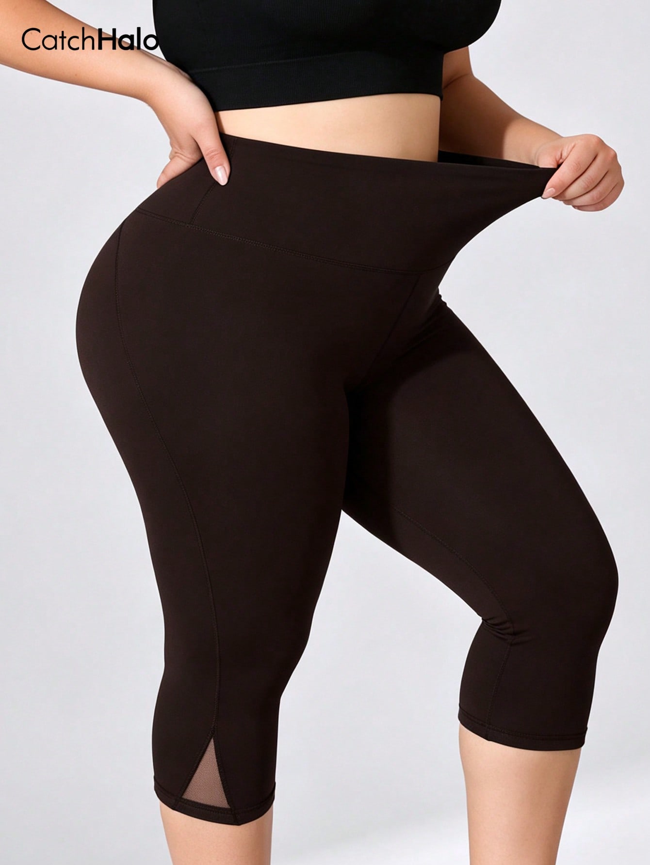 レディース プラスサイズ ジム用レギンス メッシュ切り替え  - Yoga Fitness Leggings のレビューと価格
