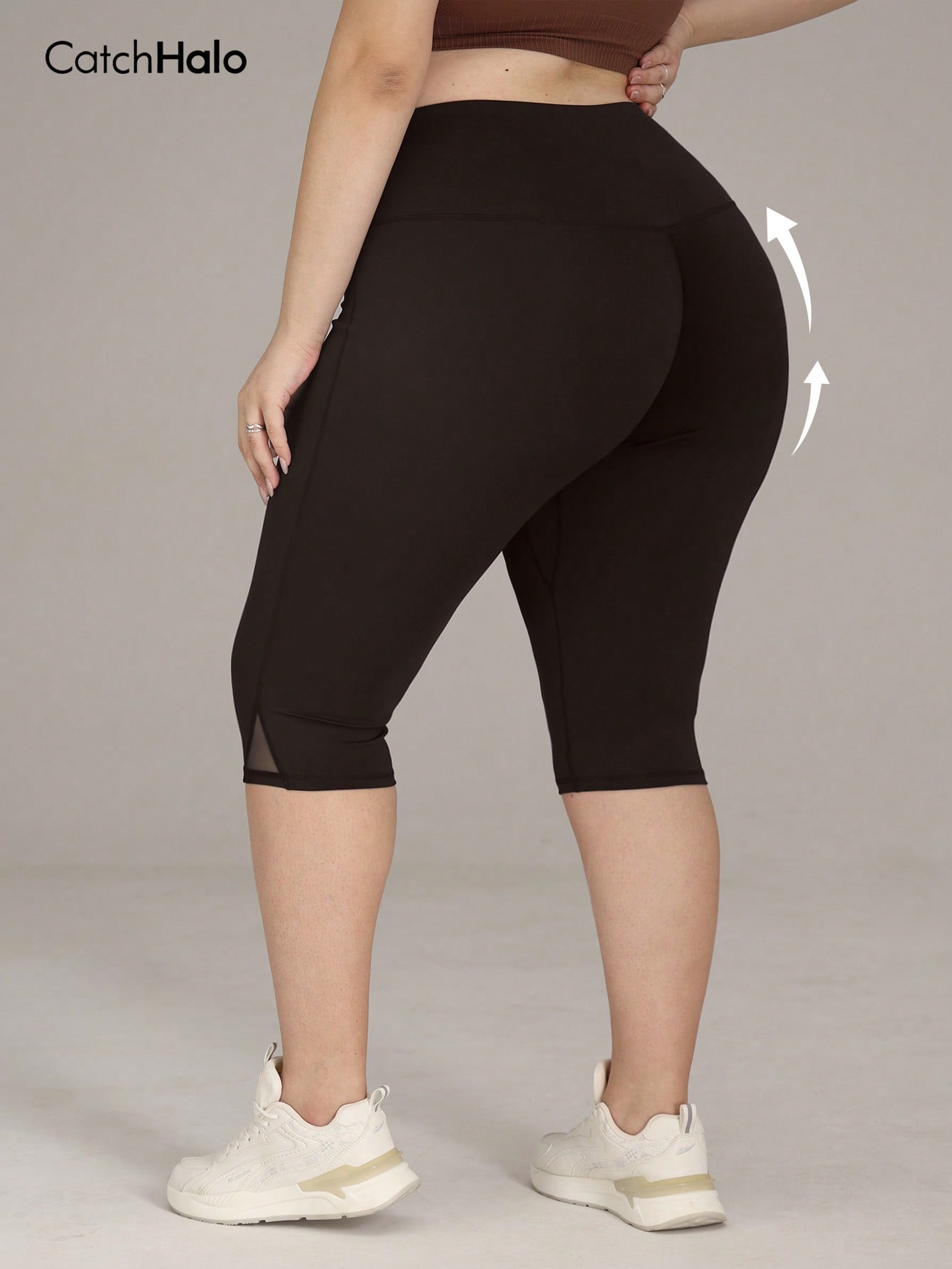 レディース プラスサイズ ジム用レギンス メッシュ切り替え  - Yoga Fitness Leggings のレビューと価格