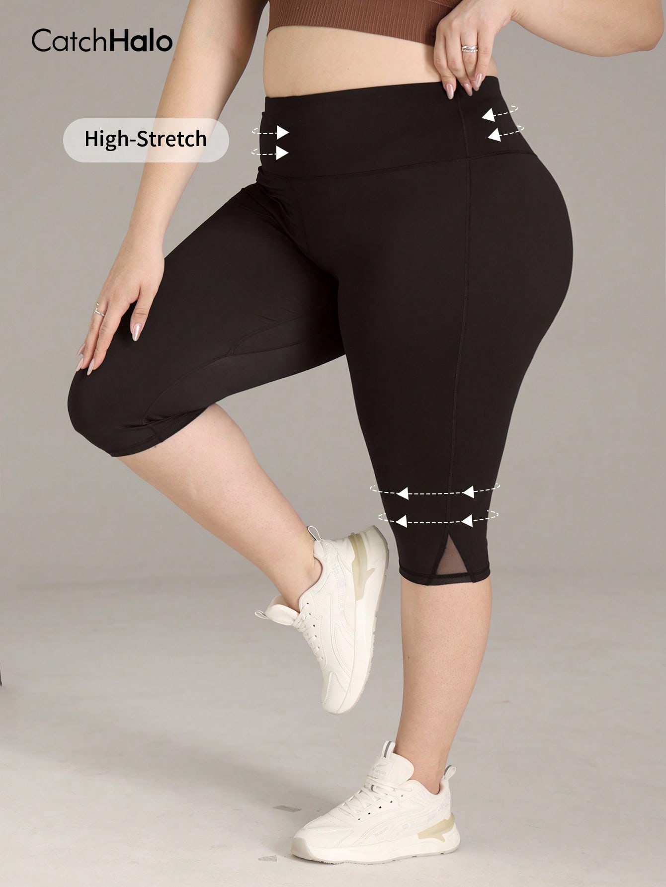 レディース プラスサイズ ジム用レギンス メッシュ切り替え  - Yoga Fitness Leggings のレビューと価格