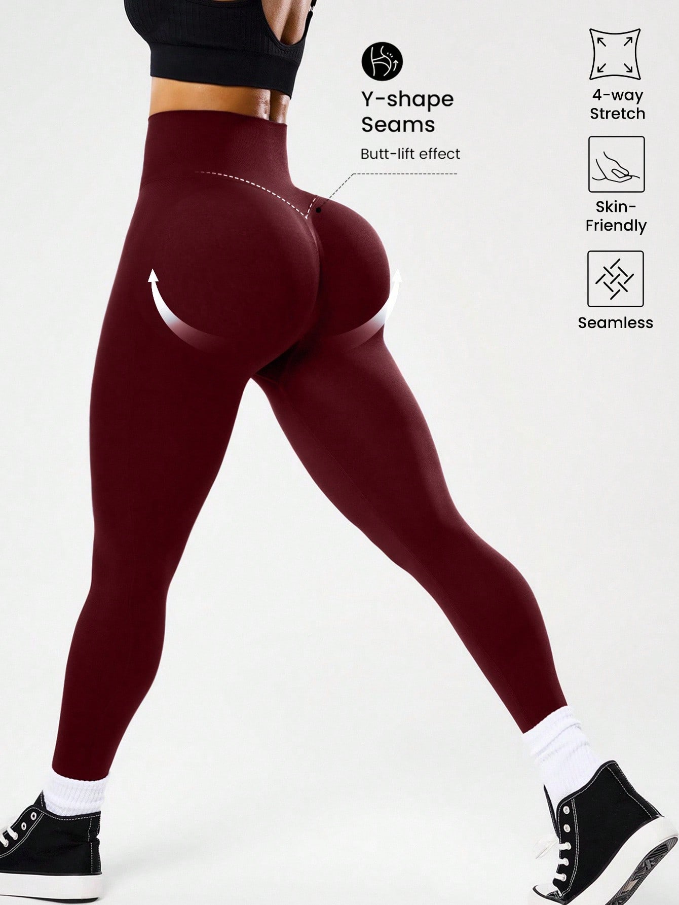 女性用ハイウエストシームレスヨガレギンス、4方向ストレッチ素 - Yoga Fitness Leggings のレビューと価格