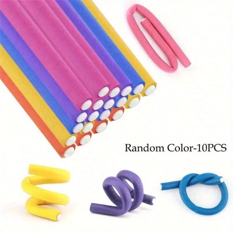 10pc 柔軟なヒートレスヘアローラー曲げやすいツイストカー - Foam Roller のレビューと価格